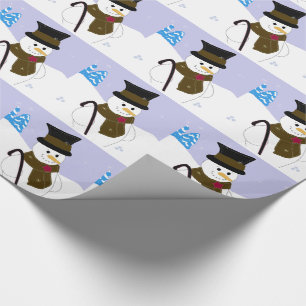 Snowman mit Top Hat und Cane Geschenkpapier