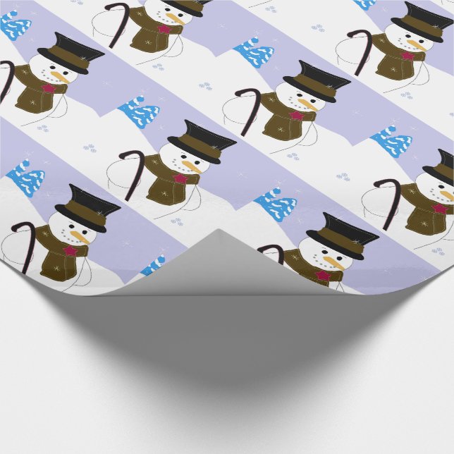 Snowman mit Top Hat und Cane Geschenkpapier (Ecke)
