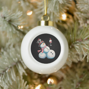 Snowman mit Wein Weihnachten Funny Weihnachten Ges Keramik Kugel-Ornament