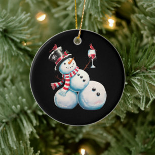 Snowman mit Wein Weihnachten Funny Weihnachten Ges Keramik Ornament