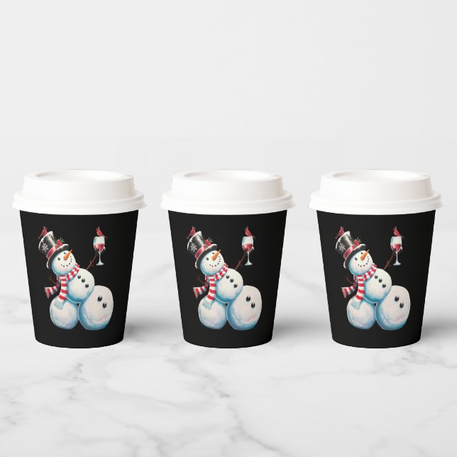 Snowman mit Wein Weihnachten Funny Weihnachten Ges Pappbecher (Multi)
