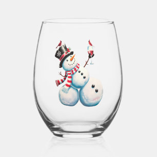 Snowman mit Wein Weihnachten Funny Weihnachten Ges Weinglas Ohne Stiel