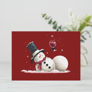 Snowman mit Wein Weihnachtsgeschenk Weihnachten We Einladung