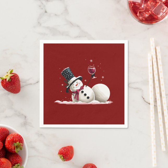 Snowman mit Wein Weihnachtsgeschenk Weihnachten We Serviette (Beispiel)