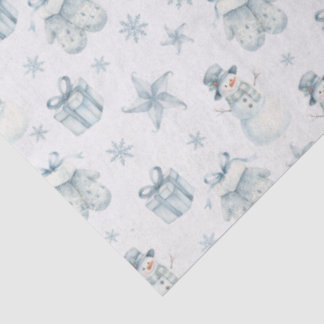 Snowman & Mittens Tissue Paper – Blue Winter Gift Seidenpapier