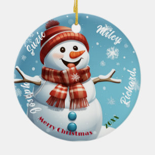 Snowman Name Ornament, Personalisierte Weihnachten Keramik Ornament