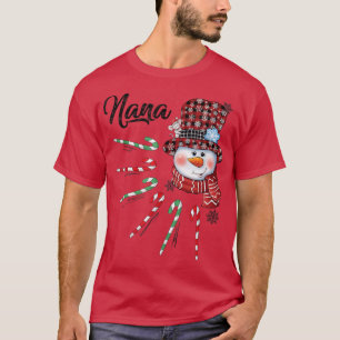 Snowman Nana Candy Cane Karierte Weihnachtsgeschen T-Shirt