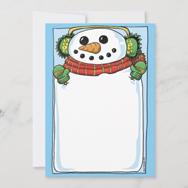 Snowman New Year's Resolution Card Dankeskarte (Vorderseite)