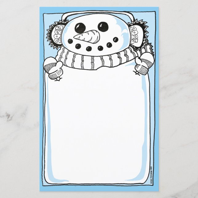 Snowman New Year's Resolution Papier; halbseitige  (Vorderseite)