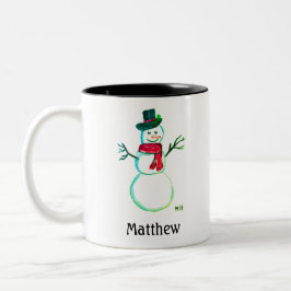 Snowman Niedlich Face Kinder Kinder Winter Schneem Zweifarbige Tasse