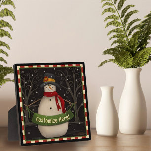 Snowman Niedlich Folk Custom Weihnachtsfeiertag Fotoplatte
