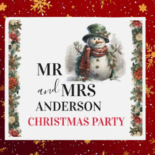 Snowman Niedlich Watercolor Weihnachtswünsche Bierflaschenetikett