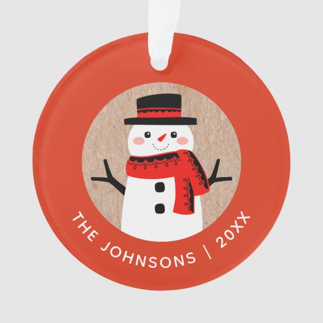 Snowman Niedlich Weihnachten Ornament (Vorderseite)