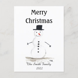 Snowman Niedlich Winter Snowflake Retro Vintag Postkarte