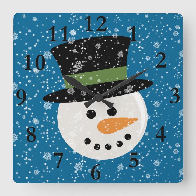 SNOWMAN-NIEDLICHE GESICHTS-UHR QUADRATISCHE WANDUHR (Vorderseite)