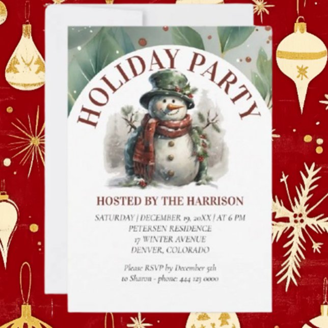 Snowman Niedliche Weihnachtswünsche Papierplatte Einladung (Spread joy this holiday season with Brett's adorable Snowman Christmas invite card.)