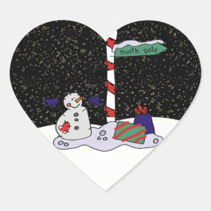 Snowman & North Pole - Herz-Aufkleber