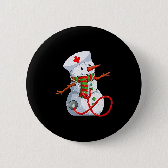Snowman Nurse Christmas Stethoscope Nursing Scrub  Button (Vorderseite)