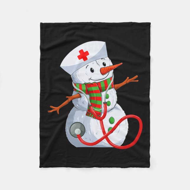 Snowman Nurse Christmas Stethoscope Nursing Scrub  Fleecedecke (Vorderseite)