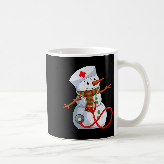 Snowman Nurse Christmas Stethoscope Nursing Scrub  Kaffeetasse (Rechts)
