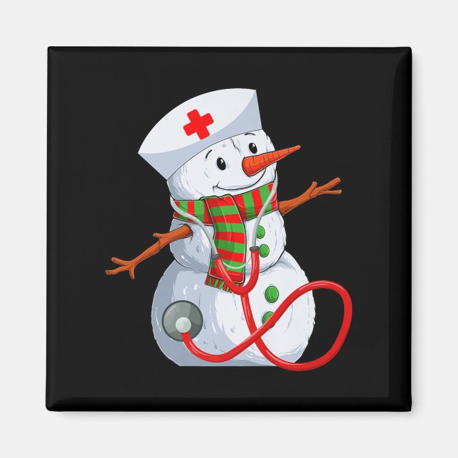 Snowman Nurse Christmas Stethoscope Nursing Scrub  Magnet (Vorne)