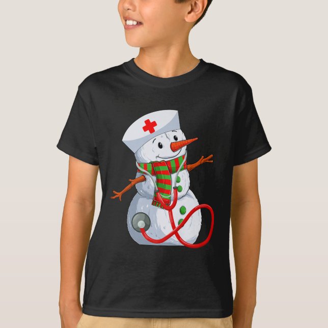 Snowman Nurse Christmas Stethoscope Nursing Scrub  T-Shirt (Vorderseite)