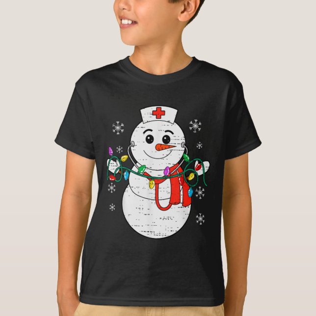 Snowman Nurse Christmas Stethoscope Xmas Scrub Top (Vorderseite)