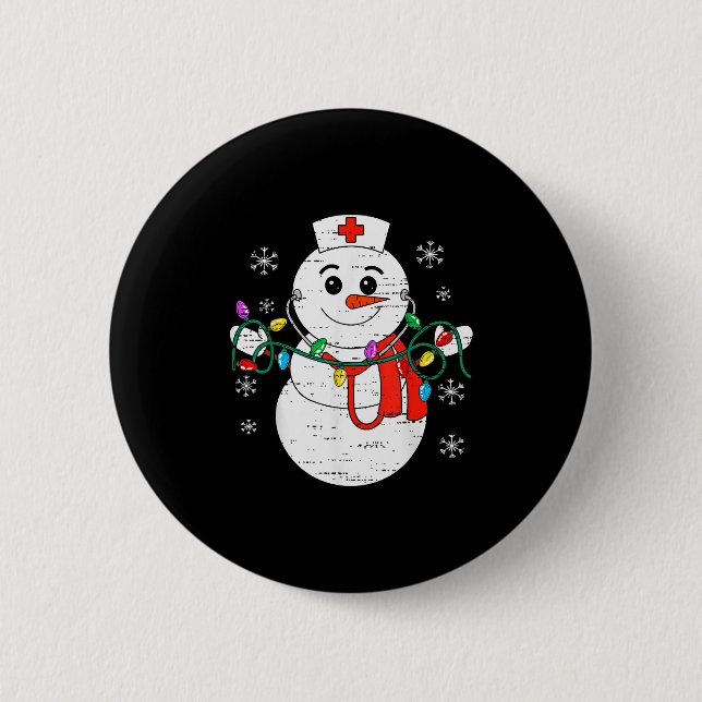 Snowman Nurse Christmas Stethoscope Xmas Scrub Top Button (Vorderseite)
