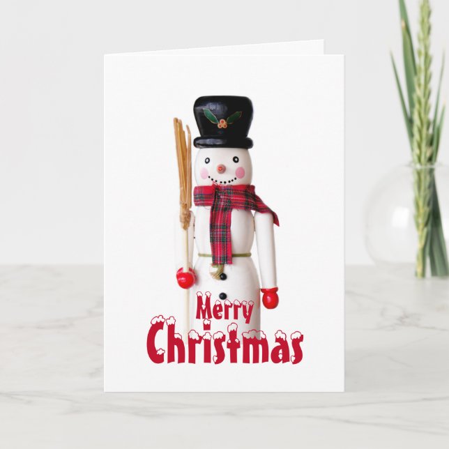 Snowman Nutcracker - Personalisierter Text Feiertagskarte (Vorderseite)
