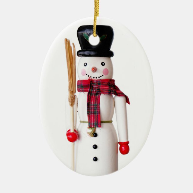 Snowman Nutcracker - Personalizable Keramik Ornament (Vorne)