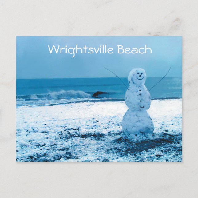 Snowman on Beach Postcard Postkarte (Vorderseite)