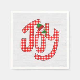 Snowman On Gingham Joy Serviette
