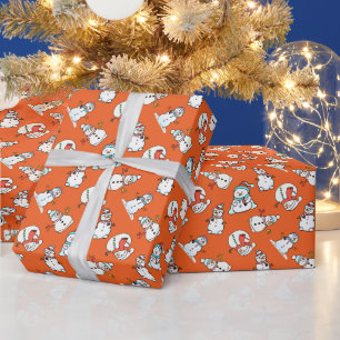 Snowman Orange Weihnachtsfeiertag Geschenkpapier