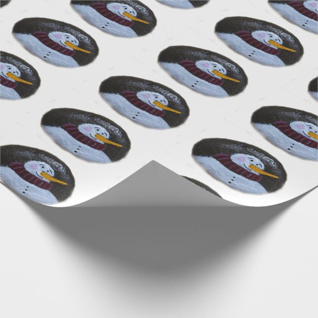 Snowman Painting Matte Wrapping Paper Geschenkpapier (Ecke)