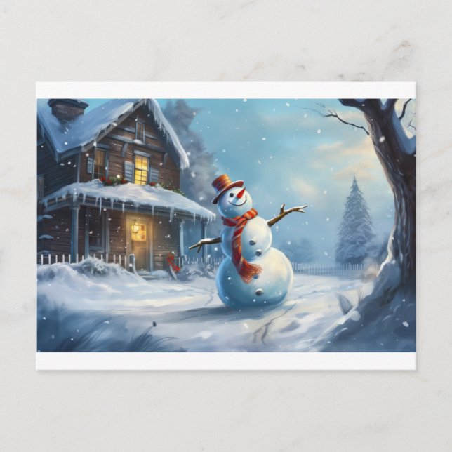 Snowman Painting Postkarte (Vorderseite)