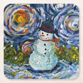 Snowman Paper Coaster Set Rechteckiger Pappuntersetzer