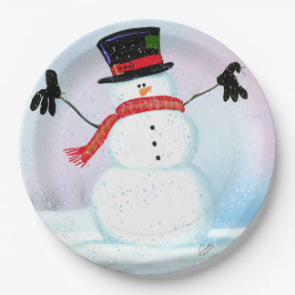 Snowman Paper Plate Pappteller