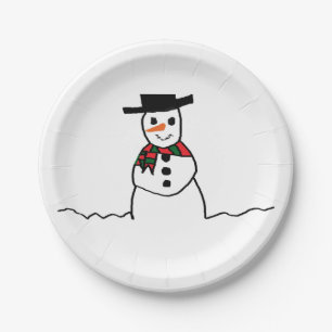 Snowman Paper Plate Pappteller