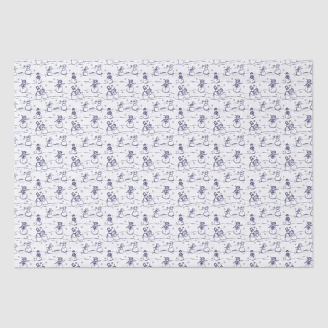 Snowman Parade Toile - blau Seidenpapier (Vorderseite)