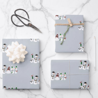 Snowman Party Holiday Wrapping Paper Geschenkpapier Set