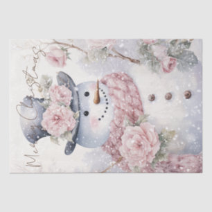 Snowman Pastel Pink Winter Weihnachten Seidenpapier