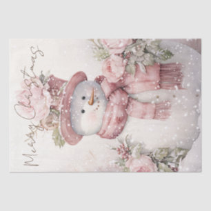 Snowman Pastel Pink Winter Weihnachten Seidenpapier