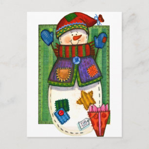 Snowman Patches Postkarte