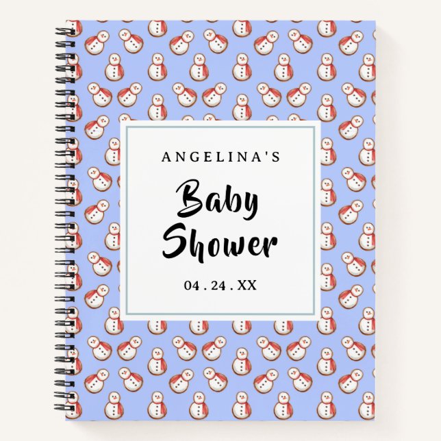 Snowman Pattern Baby Shooter Geschenkliste Notizbuch (Vorderseite)