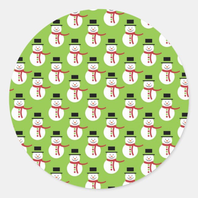 Snowman Pattern Runder Aufkleber (Vorderseite)