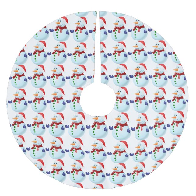 Snowman Pattern Tree Skirt Polyester Weihnachtsbaumdecke (Vorderseite)