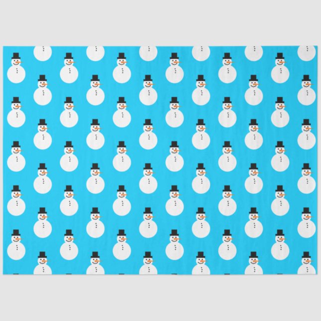 Snowman Pattern Winter Weihnachtsfeiertag Sky Blue Seidenpapier (Vorderseite)