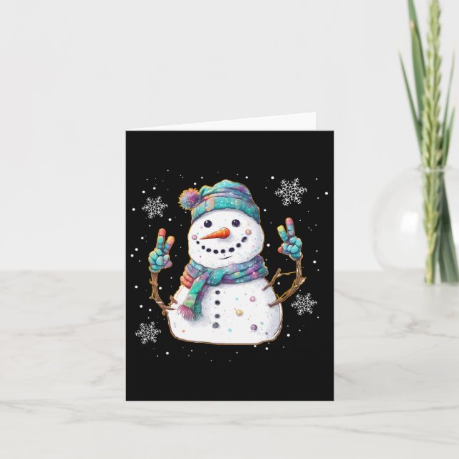 Snowman Peace Sign Weihnachtsschnee Frosty Winter  Karte (Vorderseite)