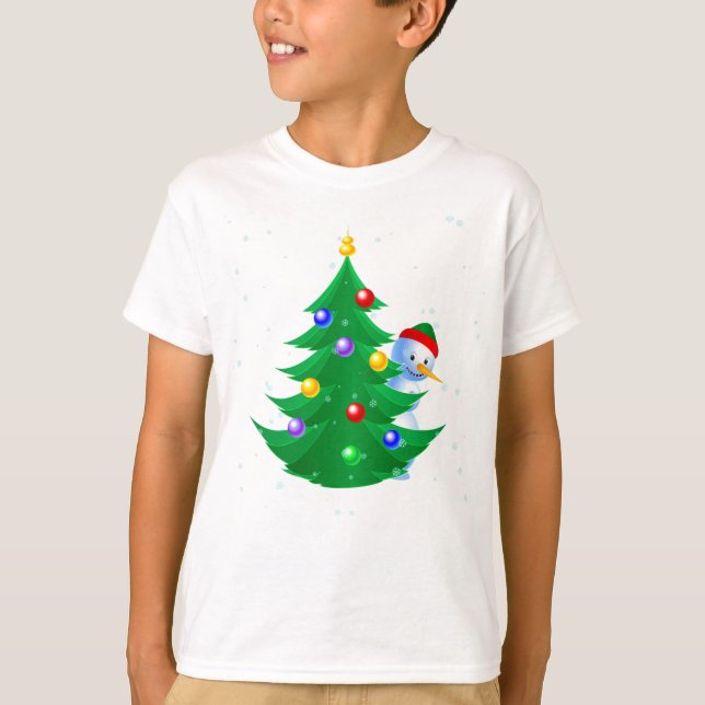 Snowman Peeking T-Shirt (Vorderseite)
