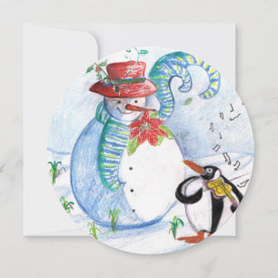 SNOWMAN, PENGUIN'S WINTER SERENADE FERIENPARTY EINLADUNG